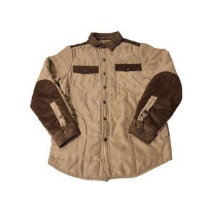 Outlander By Craft+Flow Small Quilted Tan & Brown Jacket With Snap Buttons